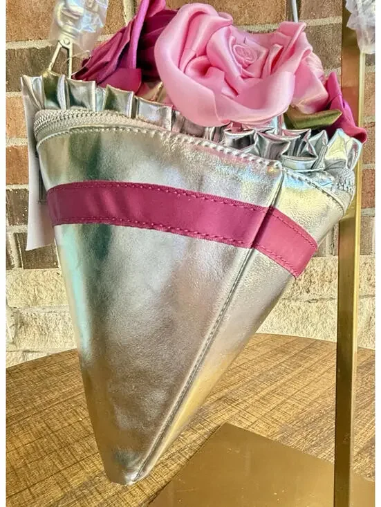 🌸 Betsey Johnson Kitsch Somethin New Bouquet Pink Silver Crossbody Bag NWT - Picture 14 of 14